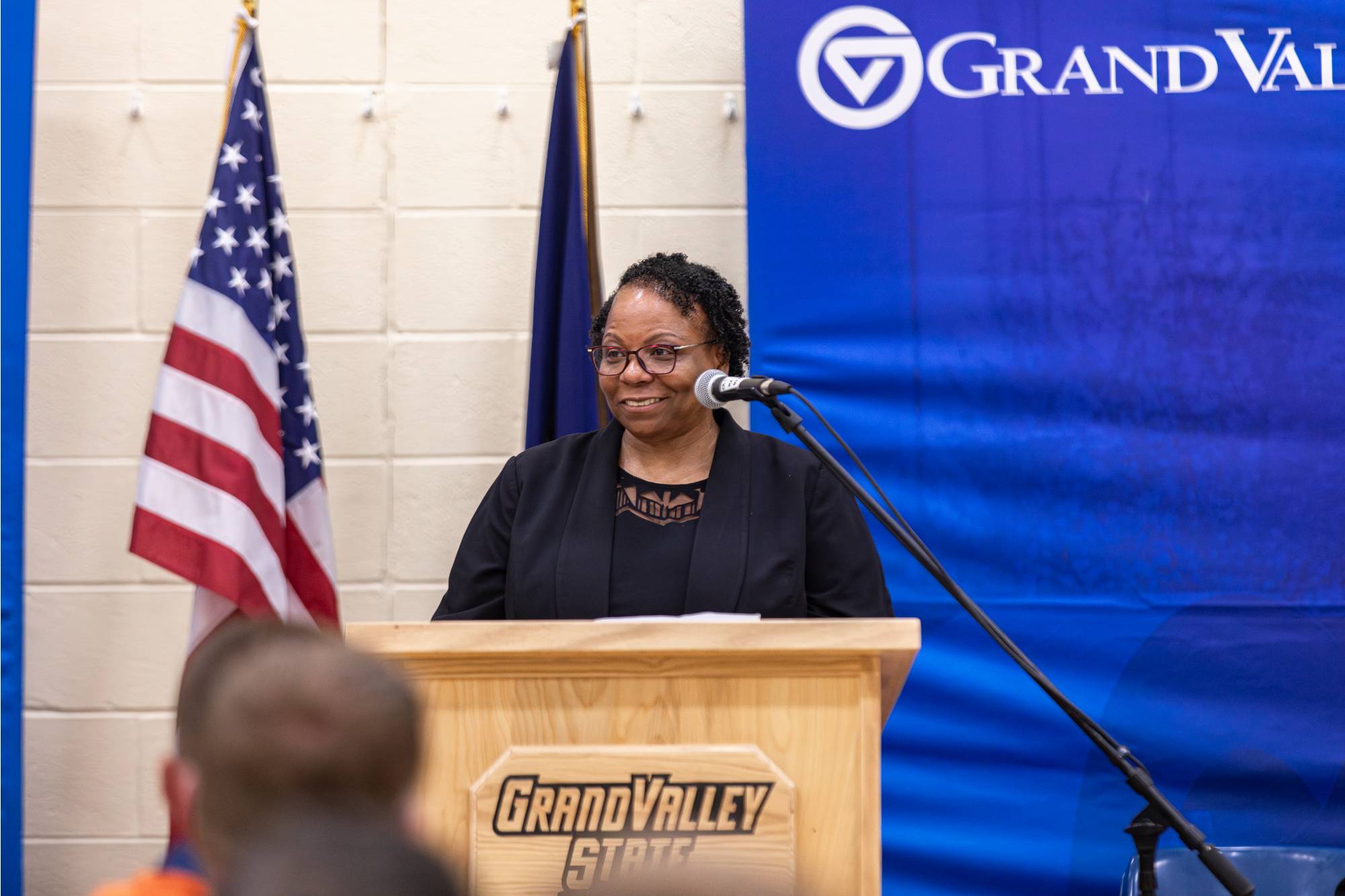 Dean Sherril Soman addresses students at convocation.